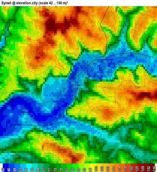 Eymet elevation map