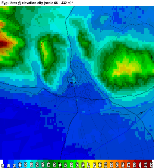 Eyguières elevation map