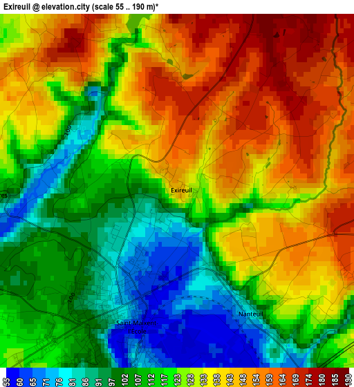 Exireuil elevation map