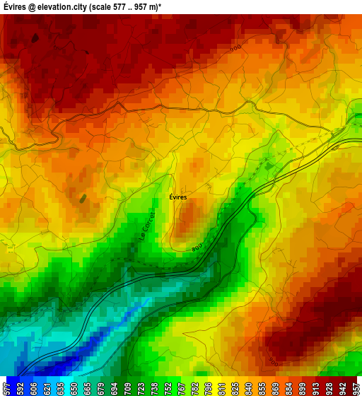 Évires elevation map