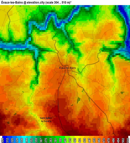 Évaux-les-Bains elevation map