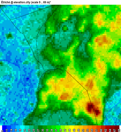 Étriché elevation map