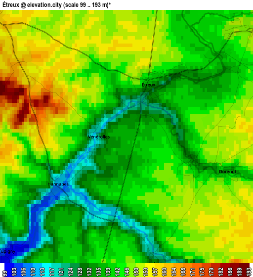 Étreux elevation map