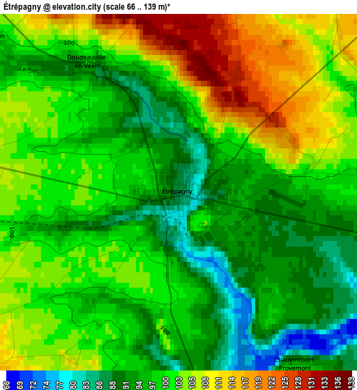 Étrépagny elevation map