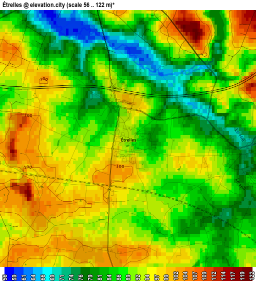 Étrelles elevation map