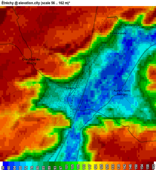 Étréchy elevation map