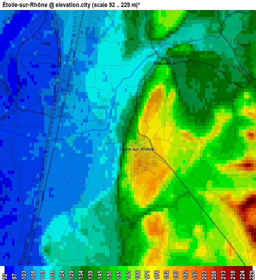 Étoile-sur-Rhône elevation map