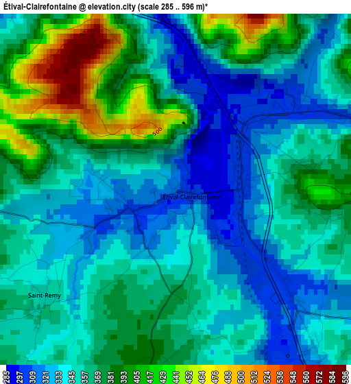 Étival-Clairefontaine elevation map