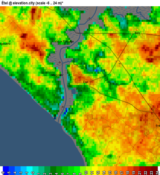 Étel elevation map