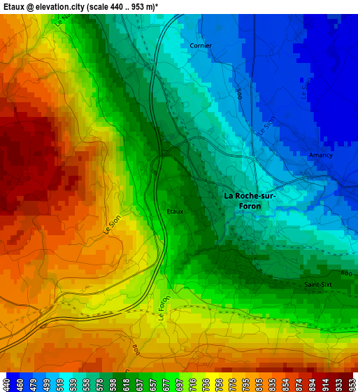 Etaux elevation map