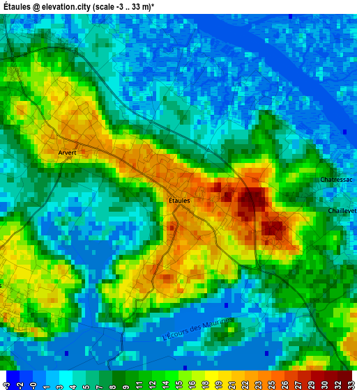 Étaules elevation map