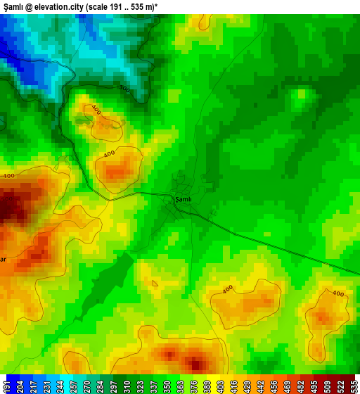 Şamlı elevation map