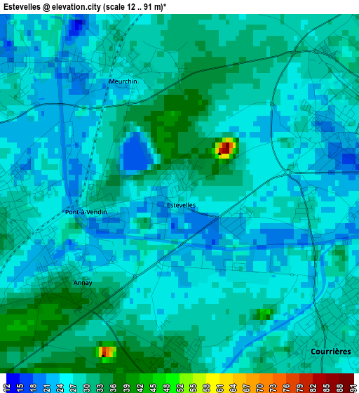 Estevelles elevation map