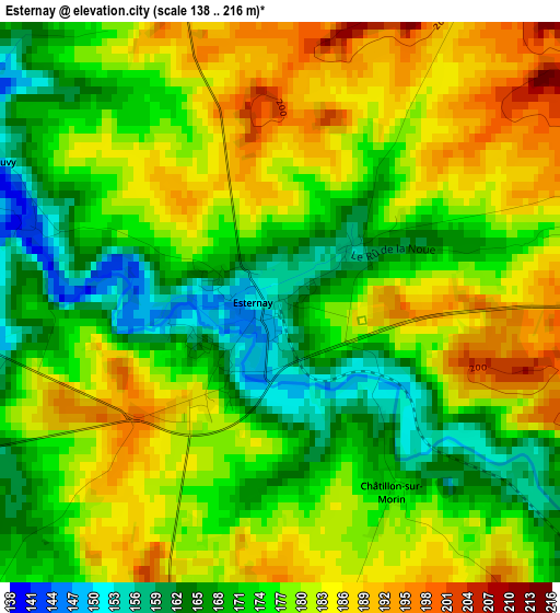 Esternay elevation map