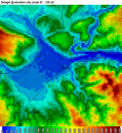 Estagel elevation map