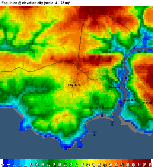 Esquibien elevation map