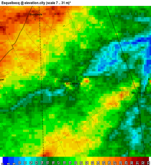 Esquelbecq elevation map