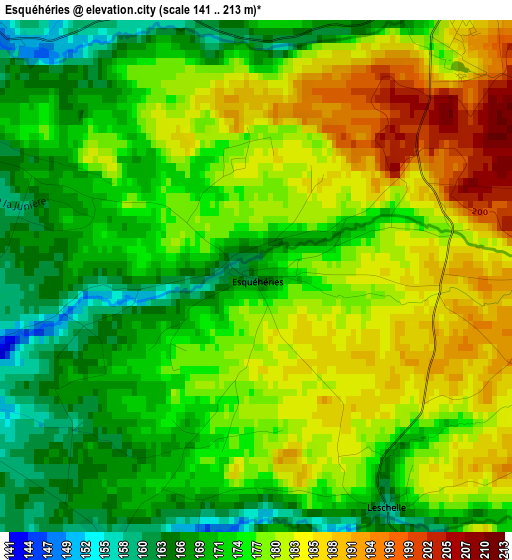 Esquéhéries elevation map