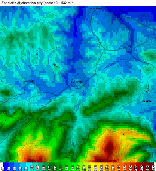 Espelette elevation map