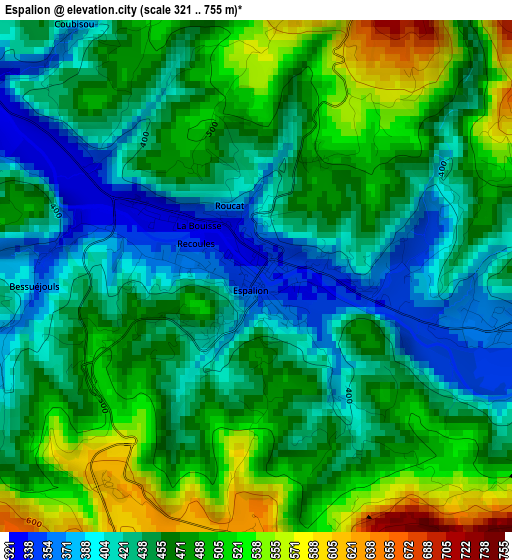 Espalion elevation map