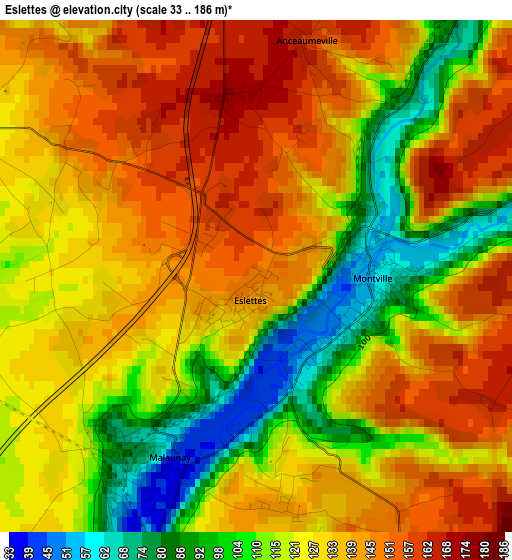 Eslettes elevation map