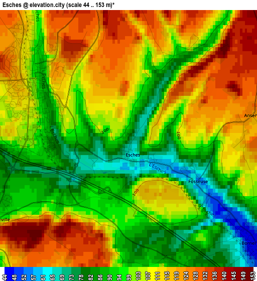 Esches elevation map