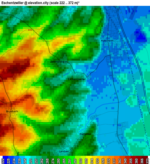 Eschentzwiller elevation map