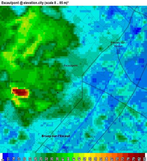 Escautpont elevation map