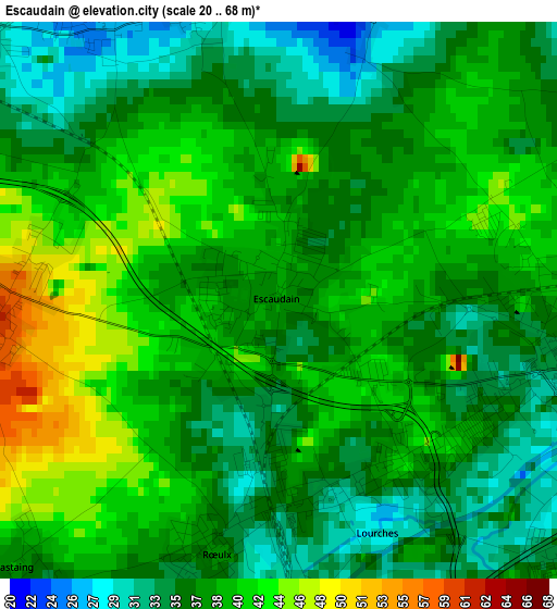 Escaudain elevation map