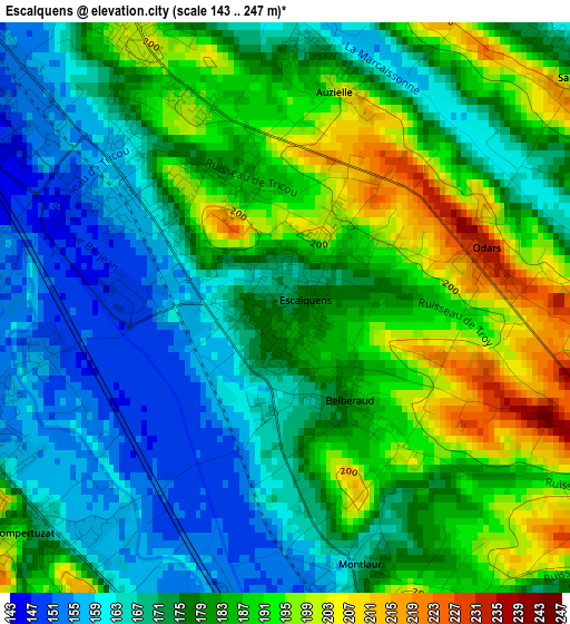 Escalquens elevation map