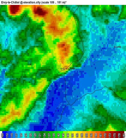 Ervy-le-Châtel elevation map