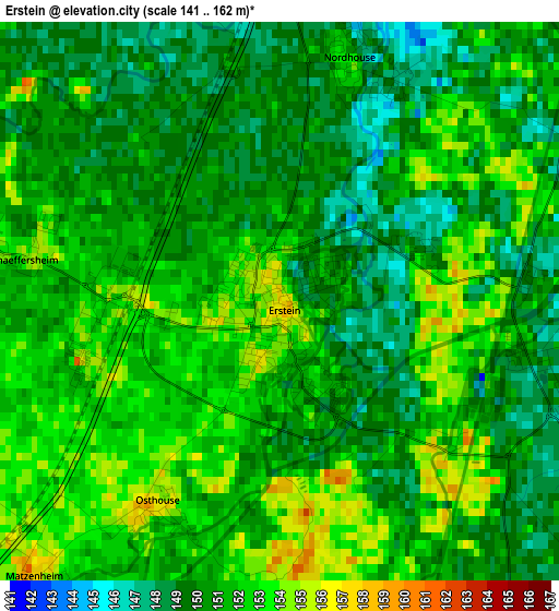 Erstein elevation map
