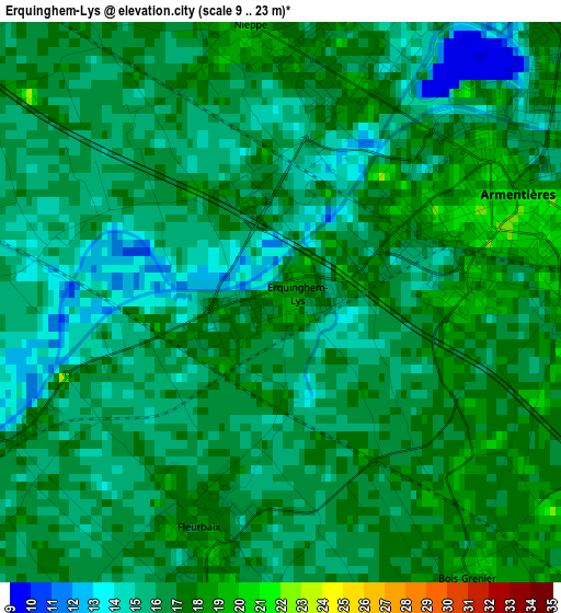 Erquinghem-Lys elevation map