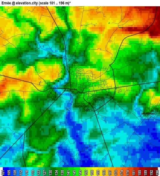 Ernée elevation map