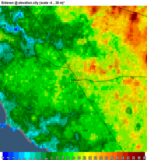 Erdeven elevation map