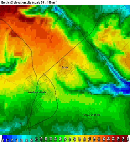 Ercuis elevation map