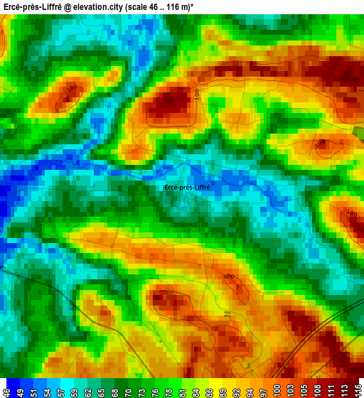 Ercé-près-Liffré elevation map