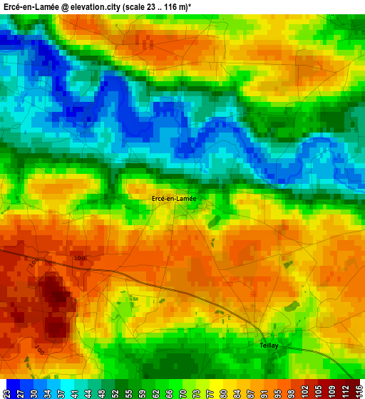 Ercé-en-Lamée elevation map