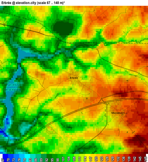 Erbrée elevation map