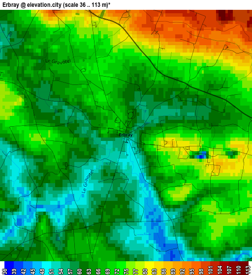 Erbray elevation map