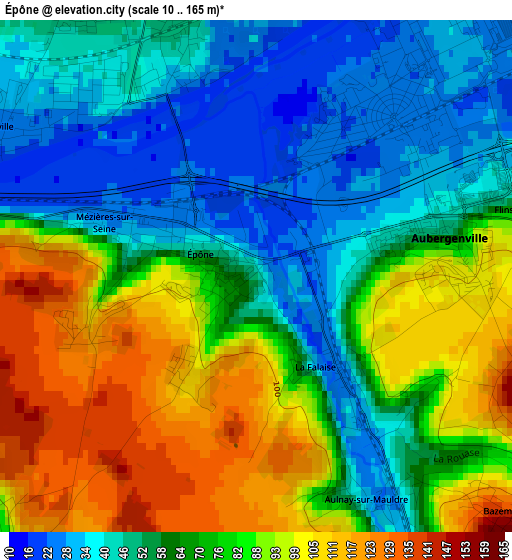 Épône elevation map