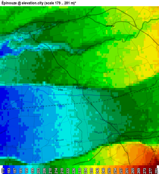 Épinouze elevation map