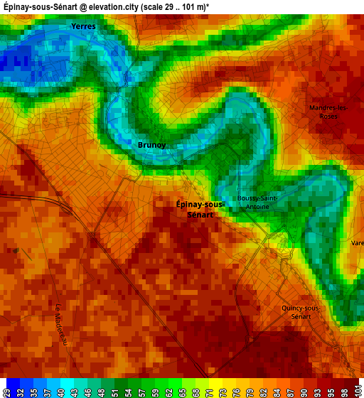 Épinay-sous-Sénart elevation map