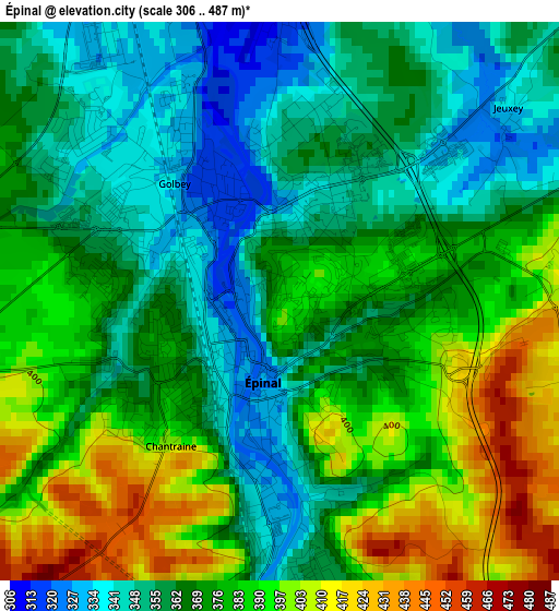 Épinal elevation map