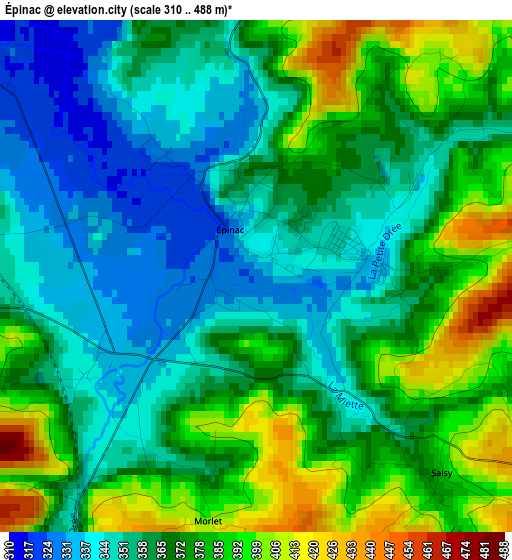 Épinac elevation map