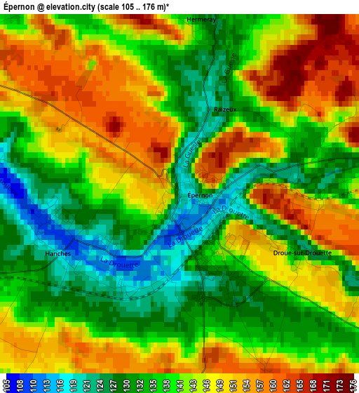 Épernon elevation map