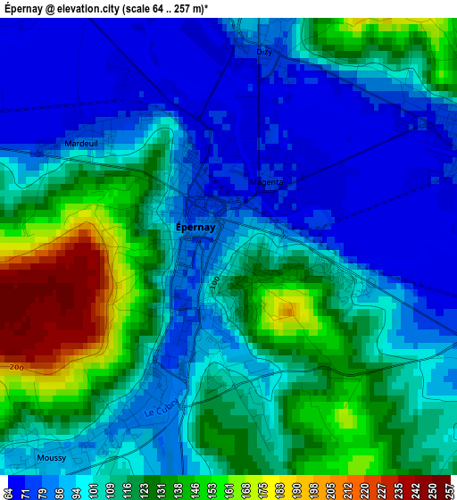 Épernay elevation map