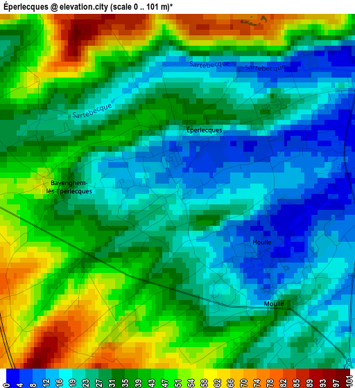 Éperlecques elevation map