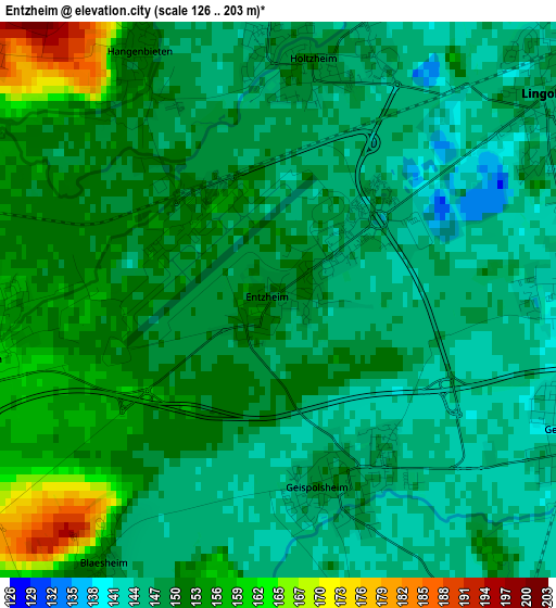 Entzheim elevation map