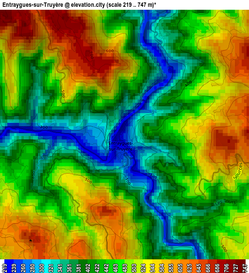 Entraygues-sur-Truyère elevation map